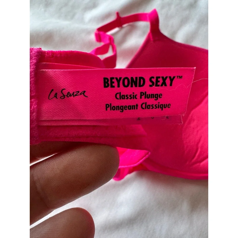La Senza Beyond Sexy Classic Plunge Lace Bra Pink Floral Padded Underwire 34C - Picture 5 of 10